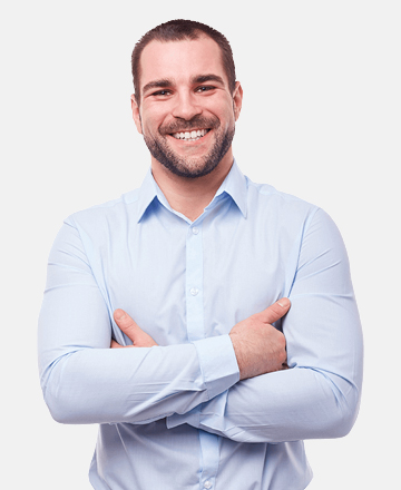 personal photo of portfolio, image of a smiling man folding his arms